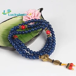 Trendy 108 Beads Prayer Mala Tibetan 6/8mm Lapis Lazuli Healing Bracelets Men or Women's Yoga Meditation Jewelry