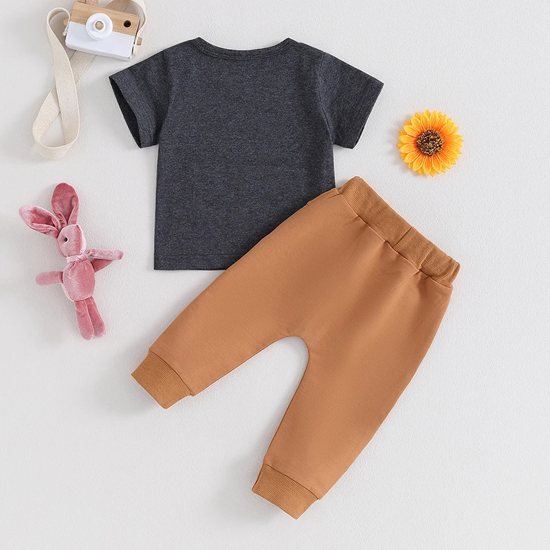 

My First Easter Outfit Newborn Baby Boy T Shirt Pant Set Bunny Rabbit Infant Short Sleeve Crewneck Tops Jogger