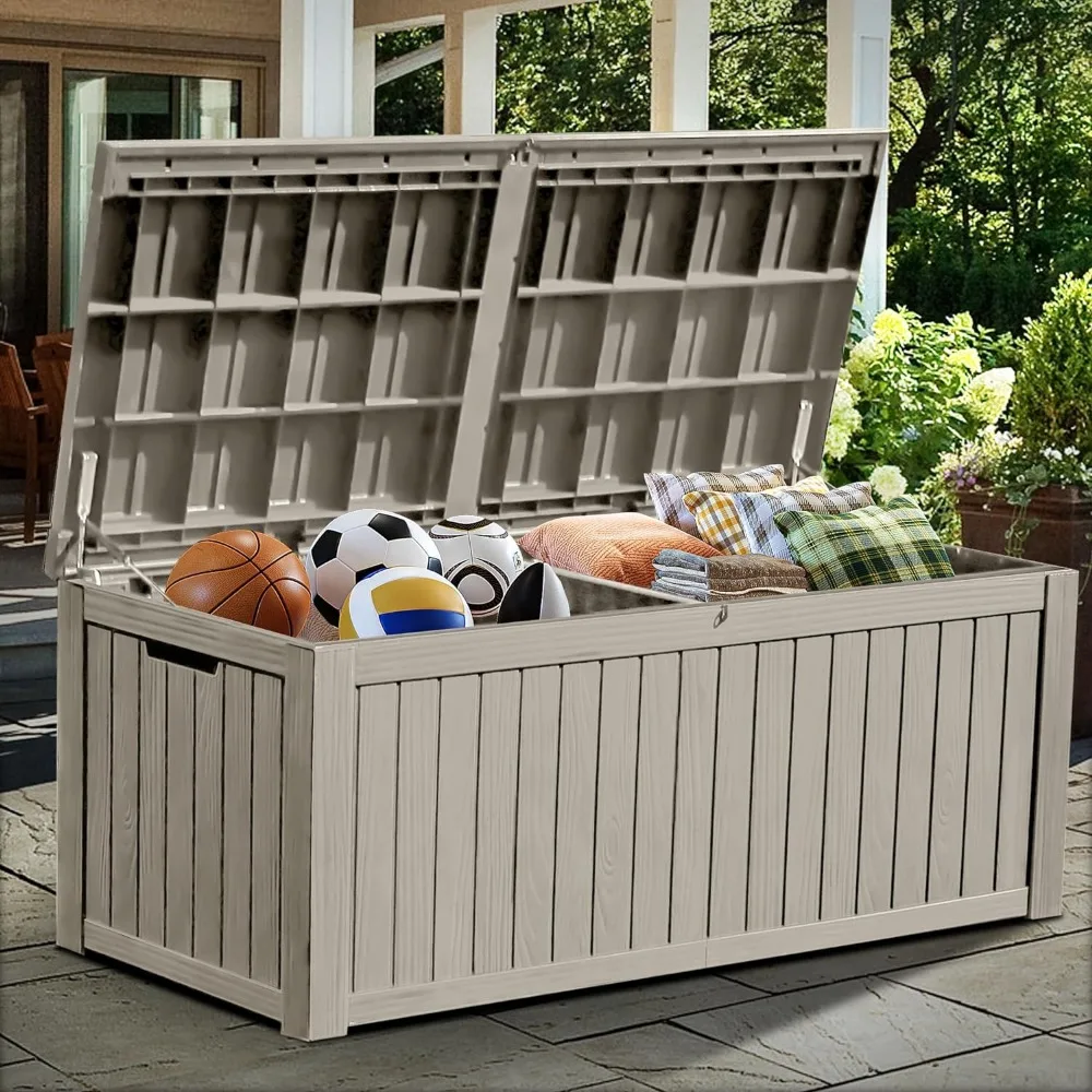 150 Gallon Large Outdoor Storage XL Deck Box w/Divider for Patio Furniture,Outdoor Cushions, Garden Tools, Sports Equipment