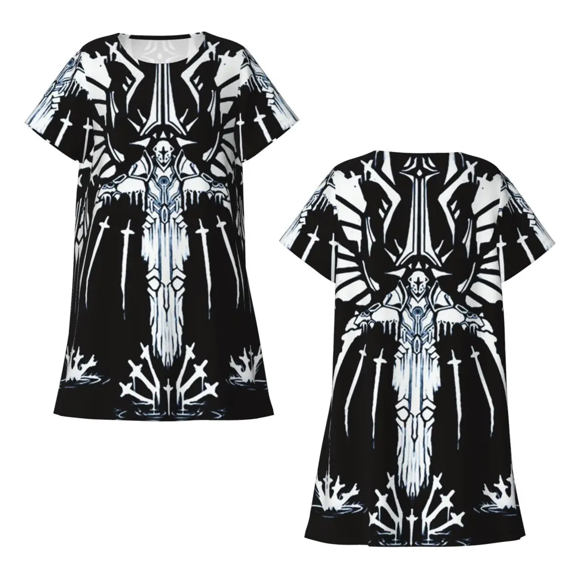 Custom Ultrakill Game Short Sleeves Nightdress For Sleeping Sleepshirts Women Short Sleeve Nightgowns Loose Pajama Dress