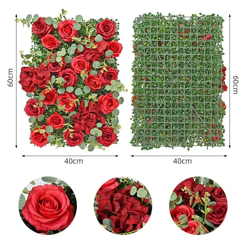 Artificial Eucalyptus Leaf Flower Wall Three-dimensional Background Wall Decoration Rose Showcase Flower Wall Wedding Decoration