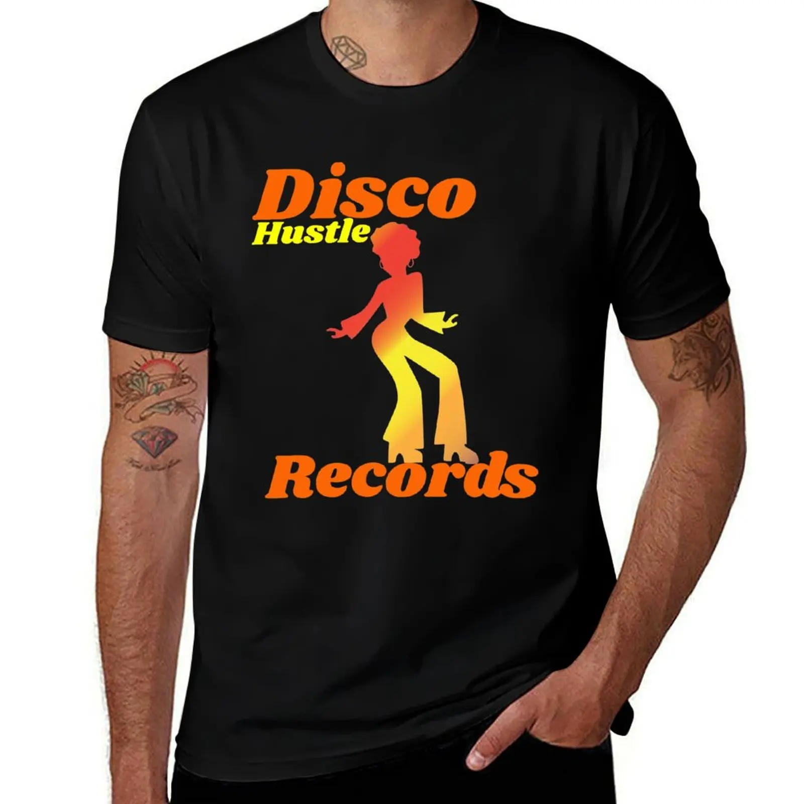 

white Hustle man shirts man graphic shirts T-Shirt 70s pack t Records t Vinyl Disco for