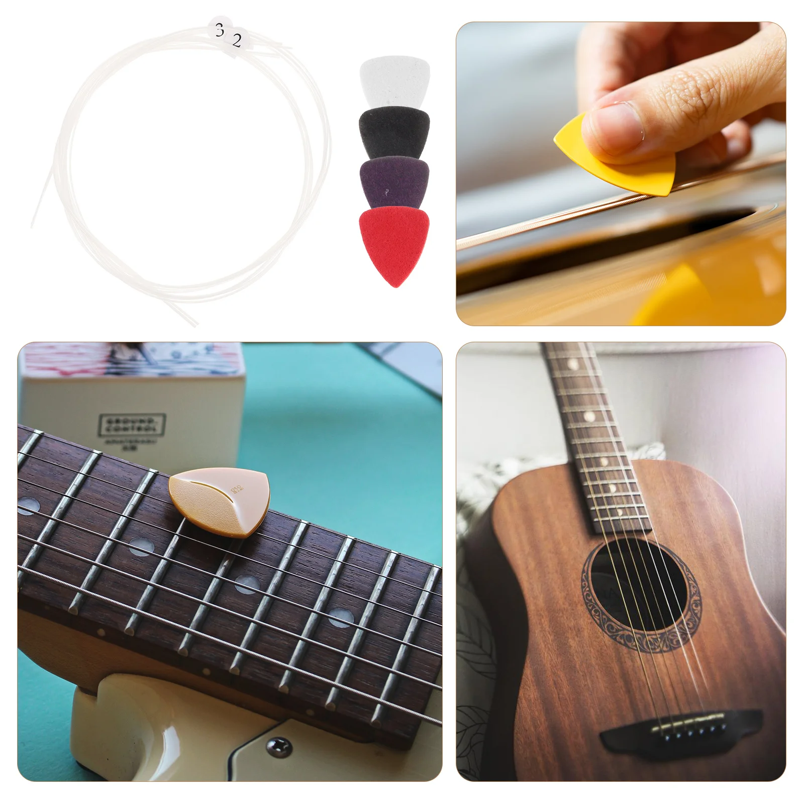 

Professional Ukelele Set Guitar Accessories Wool Picks Strings Maintenance Tools Kit for Electric Acoustic Guitars