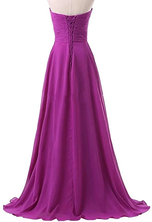 ANGELSBRIDEP Sweetheart A-Line Long Evening Party Gowns Abendkleider Sparkly Crystal Chiffon Formal Bridesmaid Dresses