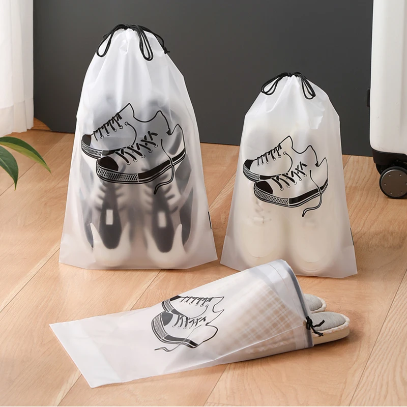 Shoes Storage Bag Clear Drawstring Dustproof Pouch Travel Shoes Organizer Transparent Shoe Packing Bag Portable Hanging Pouch