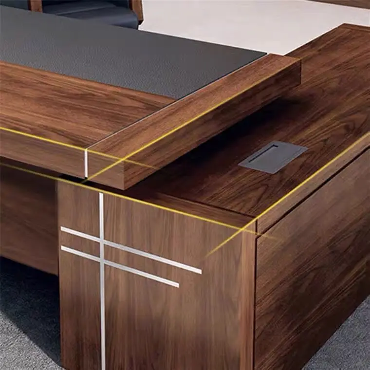 Boss-Büroschreibtisch- und Stuhlkombination, einfacher, moderner Manager-Supervisor-Computer