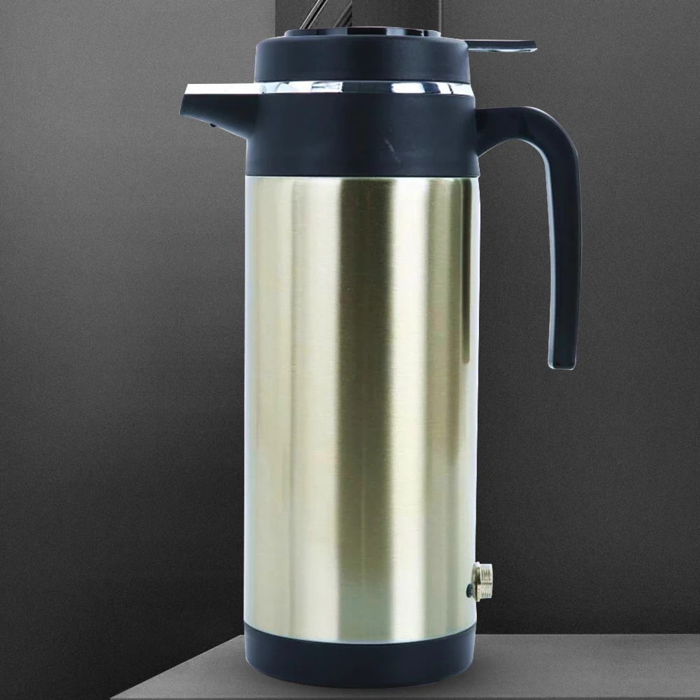 1200 ML Car Hot Kettle Portable Water Heater Large Capacity 12/24 V Tea Coffee Kettle Auto Shut Off Fast Boiling for Travel Home