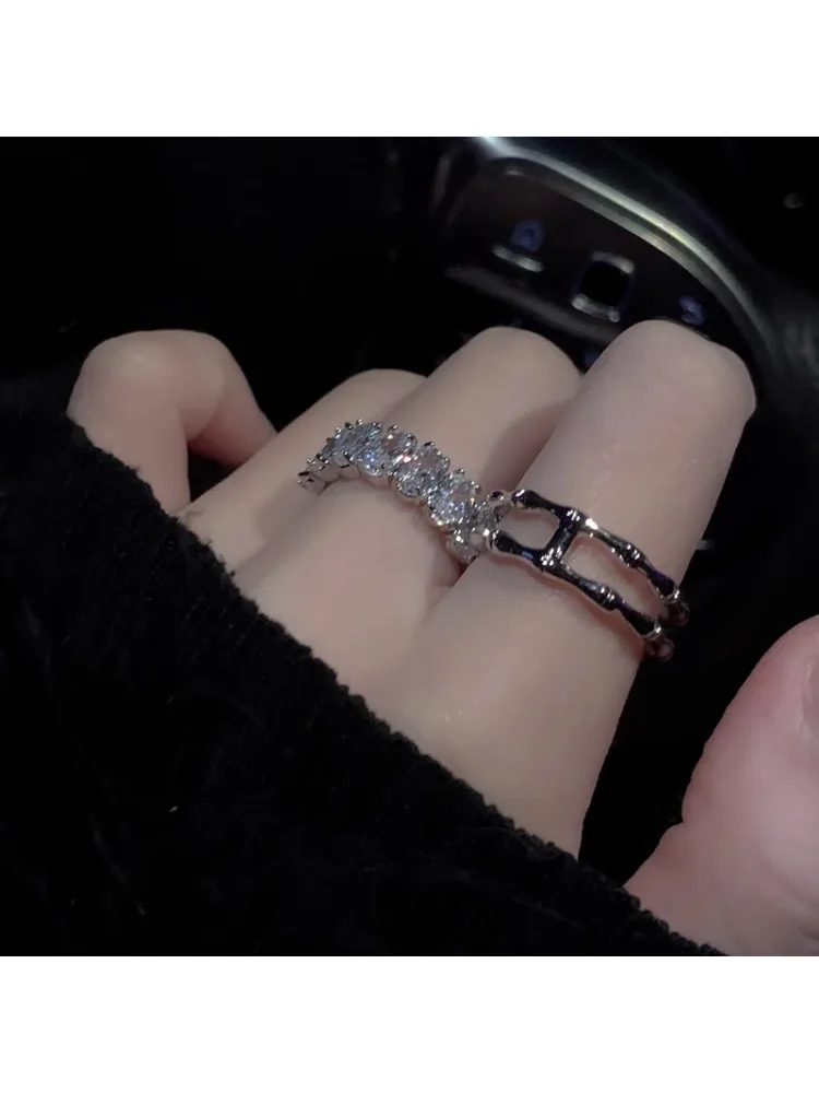 Япония и Корея, простое высококачественное универсальное кольцо с полным алмазным бамбуковым соединением, костяное открывающееся кольцо, двухслойная комбинация для укладки