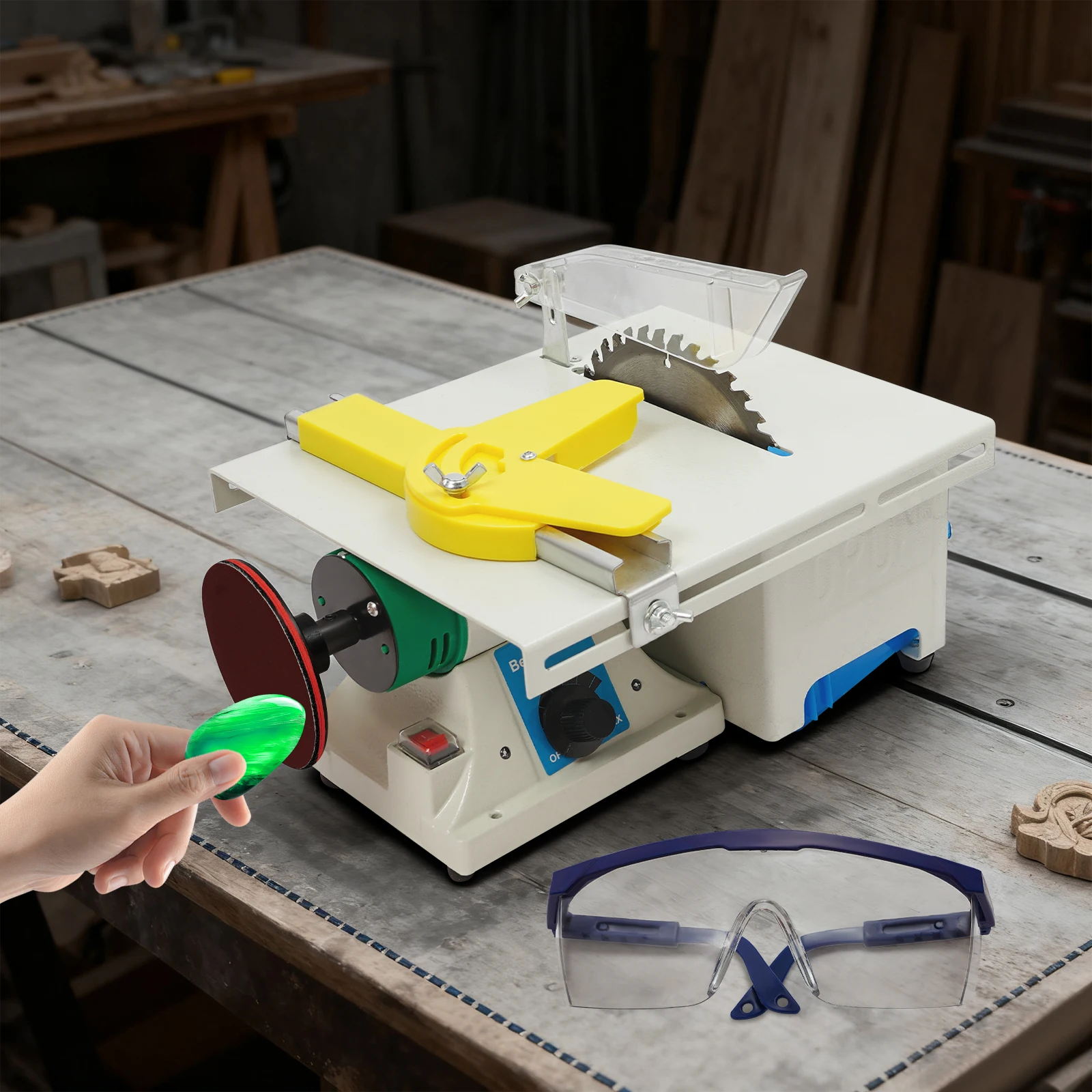 

750w Mini Table Saw Jewelry Making Polisher W/Flex Shaft Multifunctional Bench Grinder Sander Buffing Machine Woodworking Tool