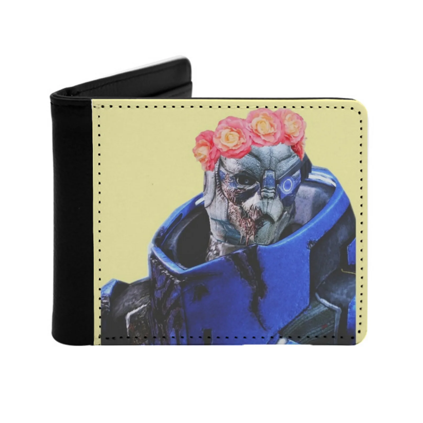 

Garrus Vakarian Flower Crown Персонализированный мужской кожаный кошелек Сумка для кредитных карт Кошелек Mass Effect Garrus Garrus Vakarian