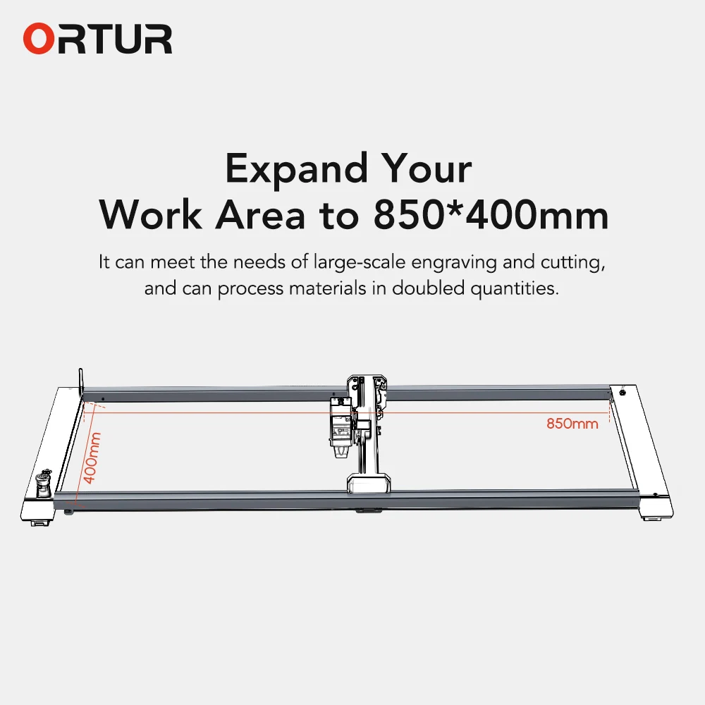Ortur Olm3 Y-axis Extension Kit Expansão Rod Expandir Aumentar Maior Área de Trabalho 850×400 mm Máquina de Corte de Gravura