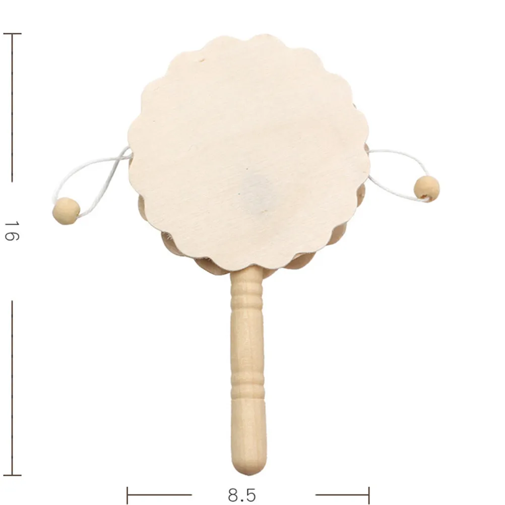 

2 шт. деревянные погремушки-барабаны в форме цветка, из натурального дерева, детский музыкальный инструмент, с серебристым звуком, для развития слуха, DIY, под покраску, гладкие