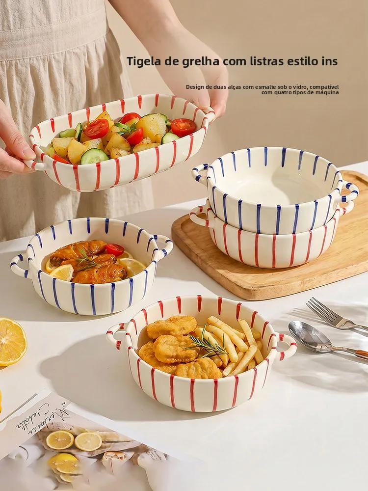 modern-housewife-ceramic-soup-bowl-with-two-ears-oven-safe-microwave-safe-rice-casserole-dish-cooking-utensils-stripe-pattern