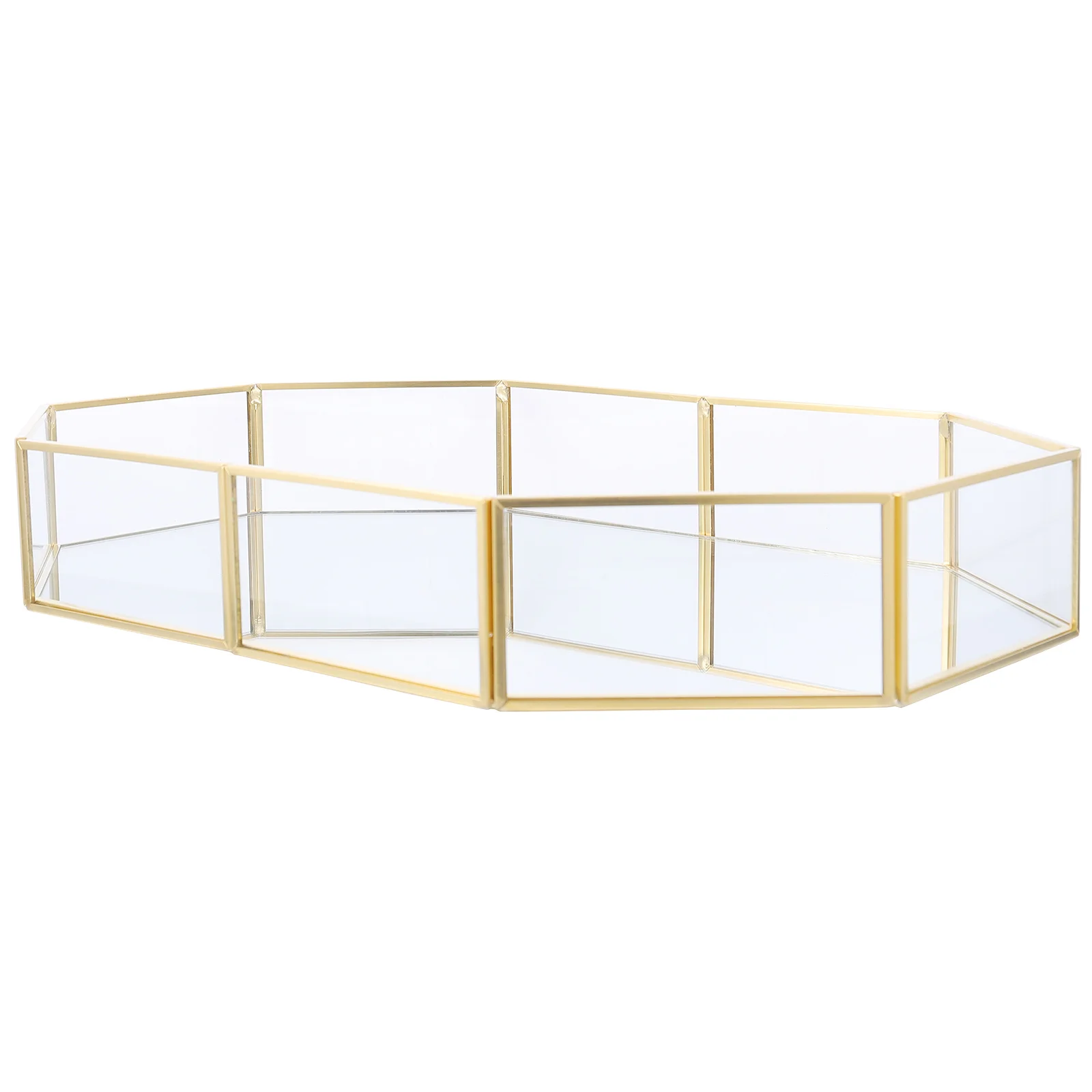 1Pcs Exquisite Jewelry Box Octagonal Glass Storage Tray Organizer for Rings Earrings Display Holder Jewelry Tray
