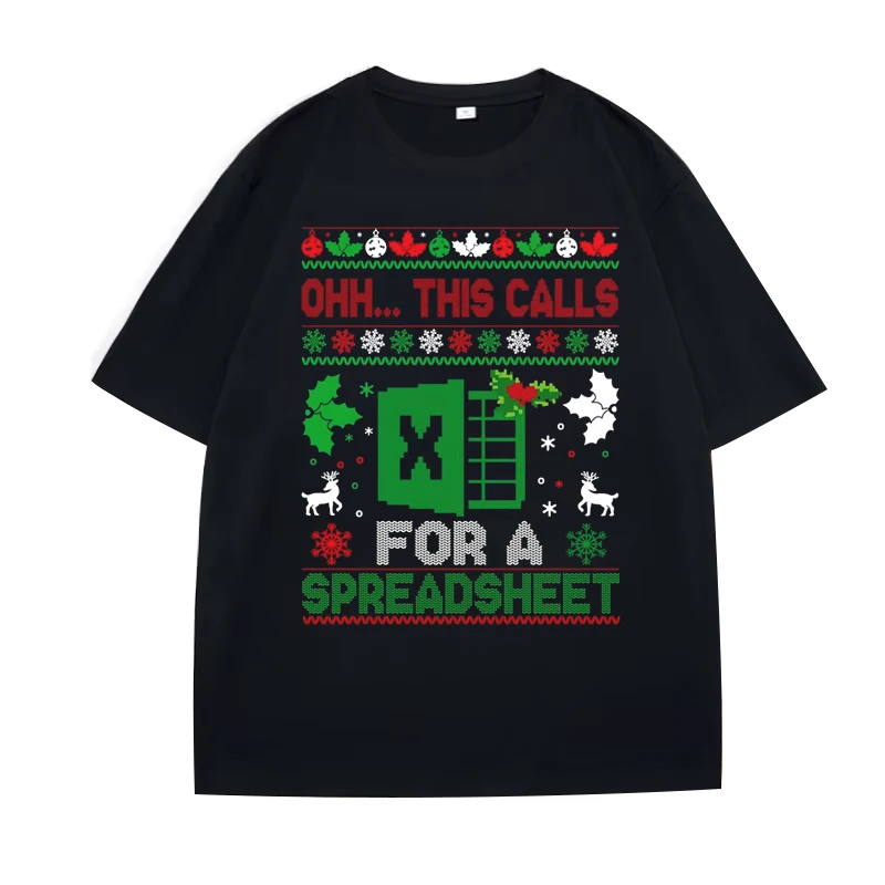 أوه هذه المكالمات لفرقة الموزعة عيد الميلاد سترة Excel تي شيرت Y2k مضحك الموزعة Excel عاشق مكتب الفكاهة عيد الميلاد قائلا المحملة