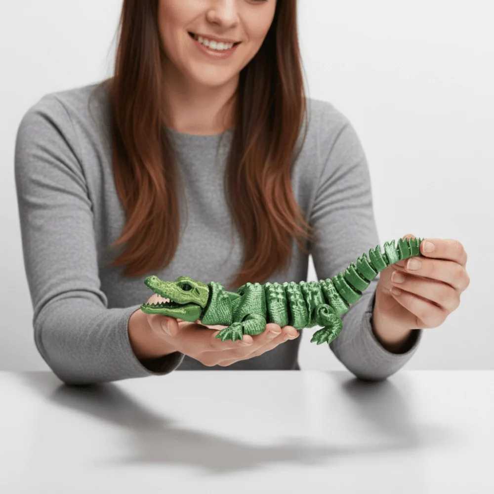 Creative 3D Printed Simulation Crocodile Model Multi-joint Moveable Crocodile Figure Model Flexible Articulated