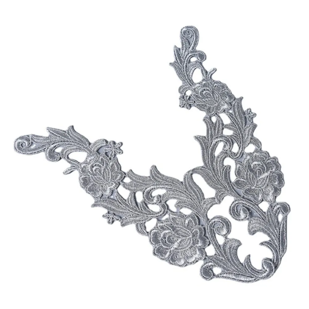 

1 пара модных полиэстеровых кружевных аппликаций с цветочным узором, вышитые нашивки с золотыми цветами, декор для свадьбы