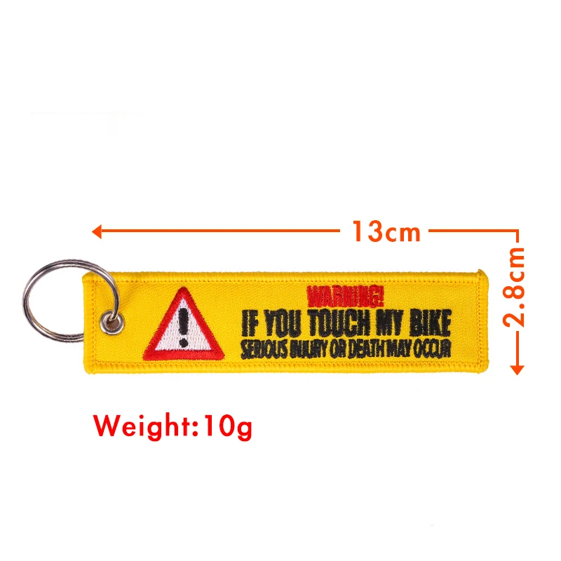 Hot Sale Aviation Gifts Both Sides Hazard Warning Sign Pattern Memorial Key Tags Bike Keychain Rectangle Keyring Wholesale