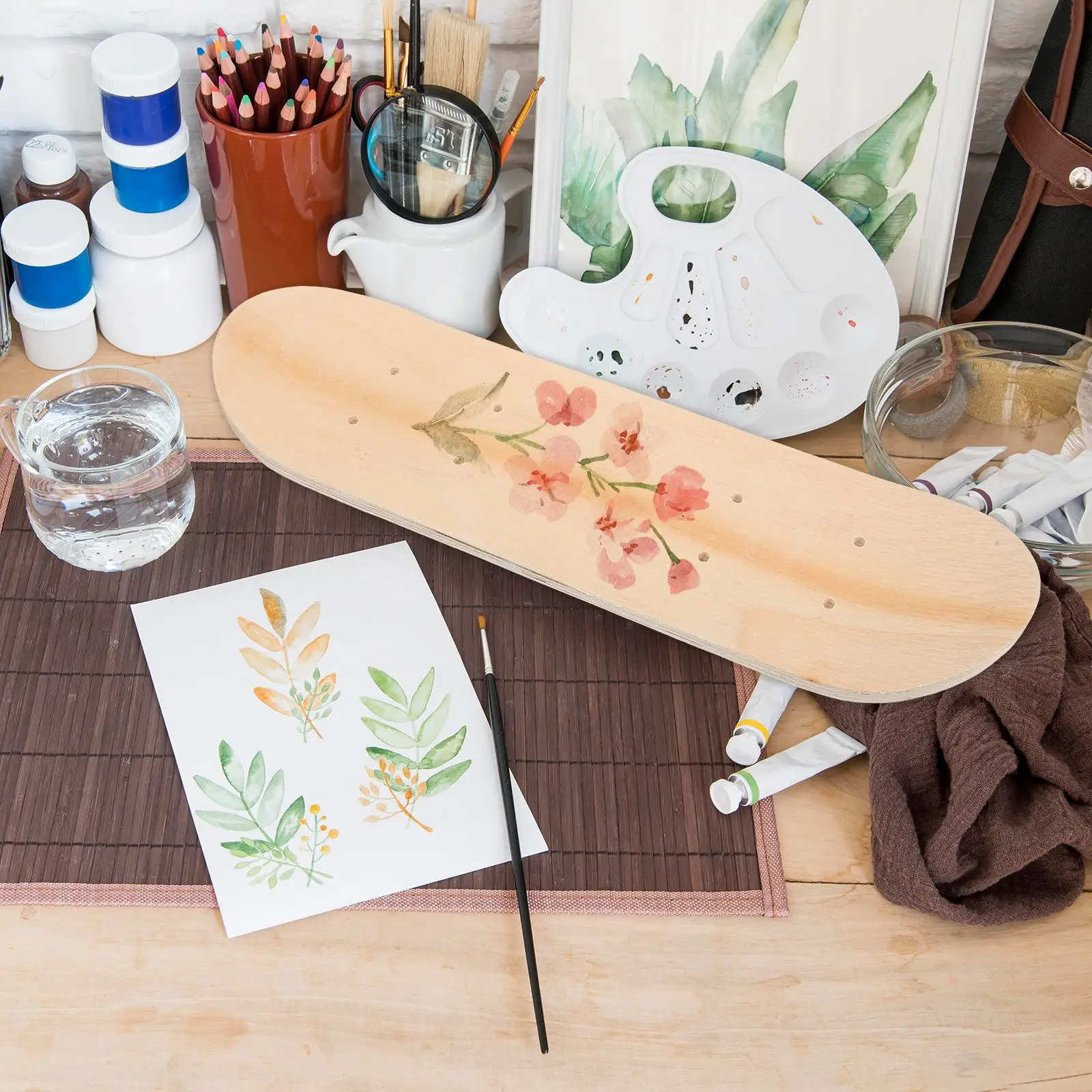 Double Sided Blank Skateboard Deck Diy Unfinished Children S Skateboard Maple Wood 43Cm Board Replacement Graffiti Material