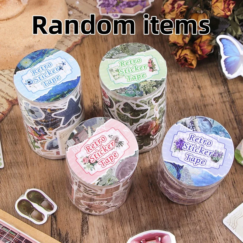 Contain Random Items, 1/4/16 Rolls, Retro Puzzle Sticker Tape Set, Decorative Tape for Scrapbooking, Journaling & Gift Wrapping