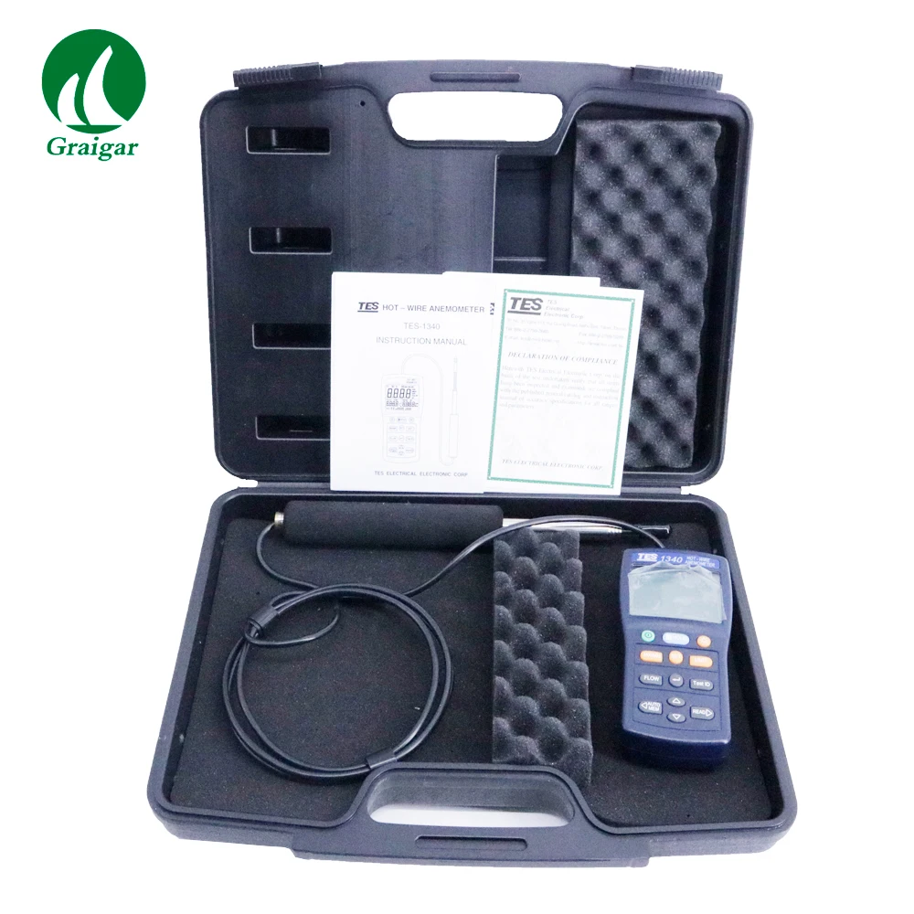 TES-1340 Hot Wire Thermo Anemometer Digital Anemometer Air Wind Flow Meter TES 1340