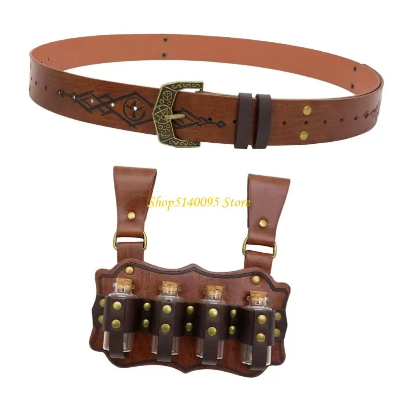 DXAE PU PU Couro Roleplay Cinto Funcional Alchemist Vial Attachment Peça fantasia teatral