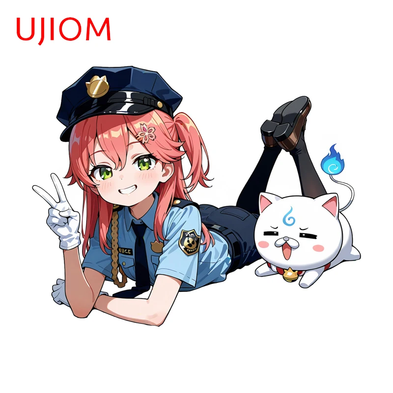 UJIOM Police Sakura Miko Wall Stickers Popular Hololive Waifu Item Door Stopper Decals Edgy Unique Bedroom Bathroom Decor