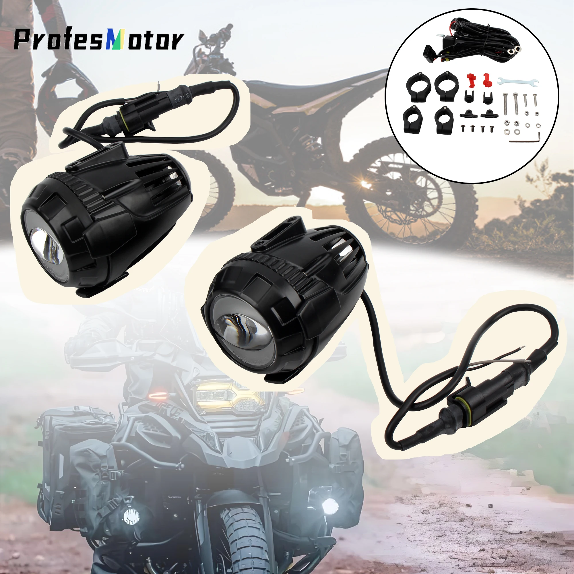 

For BMW R1200GS Motorcycle LED Headlight Fog Lights Spotlight Headlamp Dirt Pit Bike Fog Lamp F850GS 750GS 1250GS LC Adventure