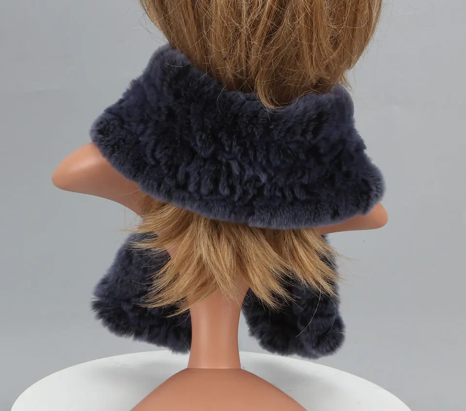 Frauen Stricken Echt Rex Kaninchen Pelz Schal Dame Fashion Floral Rex Kaninchen Pelz Schalldämpfer Heißer Winter Warme Natürliche Pelz Schals neue Stil – Detail 28