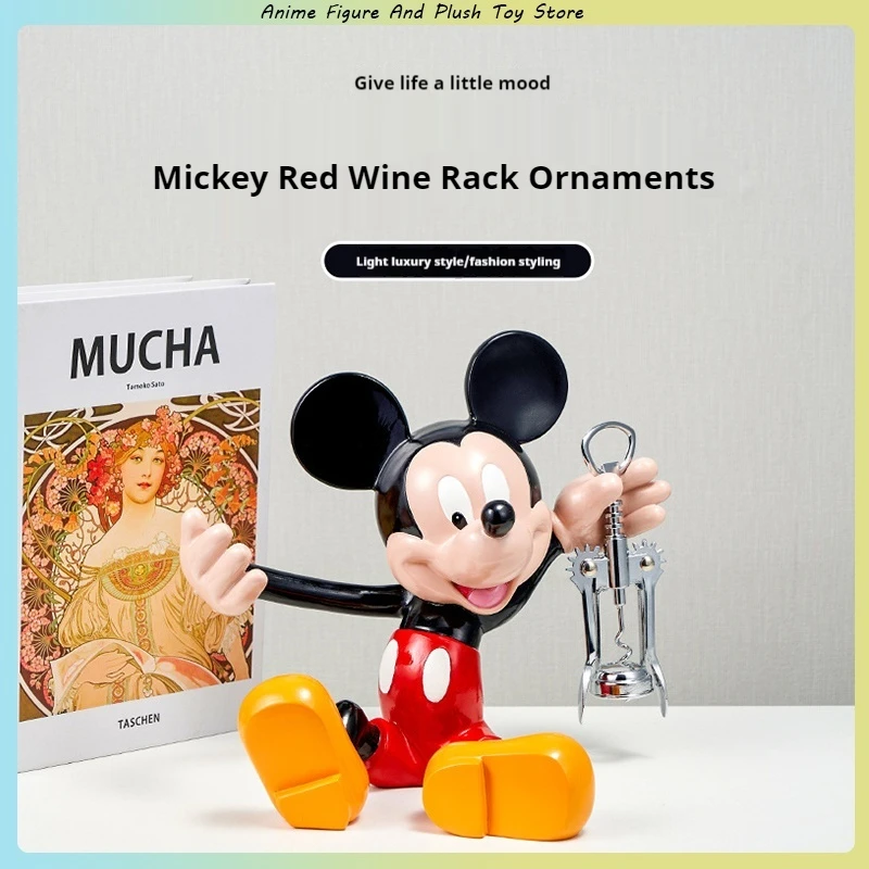 Disney Kawaii Cartoon Mickey Mouse Red Wine Rack decorazione ornamenti figura Home Room Tv Cabinet decorazione giocattoli carini regali