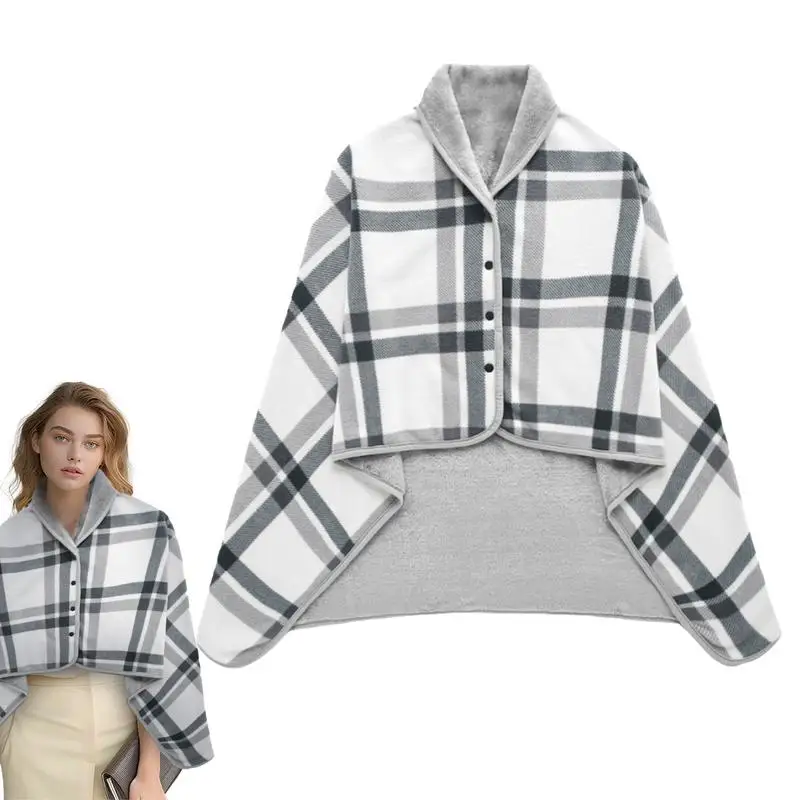 

Wearable Blanket Plaid Throw Poncho With Buttons Comfy Lap Blanket Cozy Warm Thick Blanket Comfy Plaid Shawl For All Seasons Bed