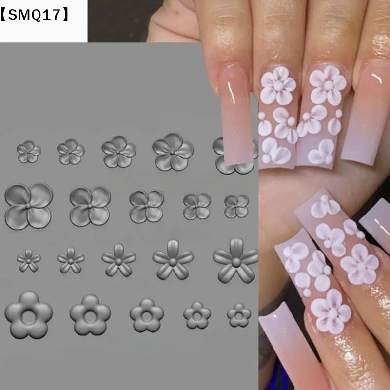 1Pcs Cute Flower Nail Art Mold Silicone Nail Charm Stereoscopic Relief 3D Nail Template DIY For Manicure Decoration【SMQ】