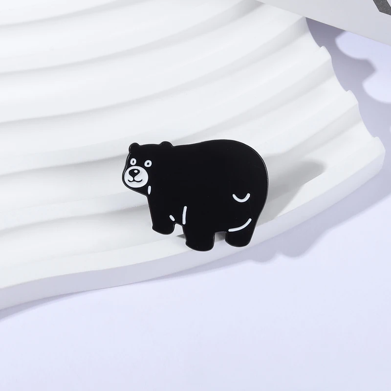 Cartoon American Black Bear Brooche Enamel Pins Cute Black Bear Smile Brooches Bag Lapel Badge Animal Jewelry Gifts for Friends view 3