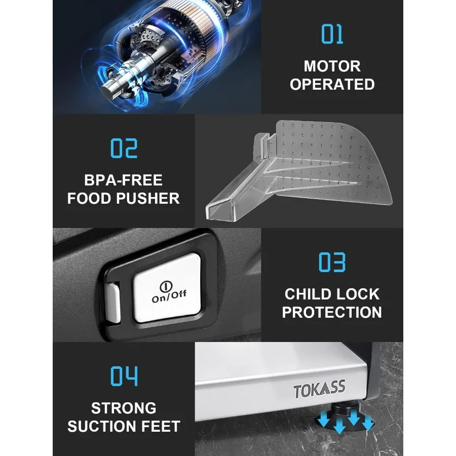 家庭用電動ミートスライサー、取り外し可能な7.5インチステンレス鋼刃、厚さ調整可能、チャイルドロック安全機能付き