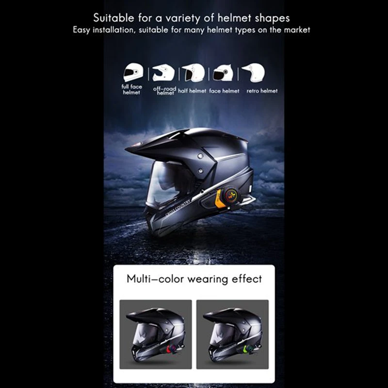 2 Pcs LX3 Helmet Bluetooth Headset Bluetooth 5.0 Motorcycle Riding Wireless Call Stereo Anti-Interference Headset