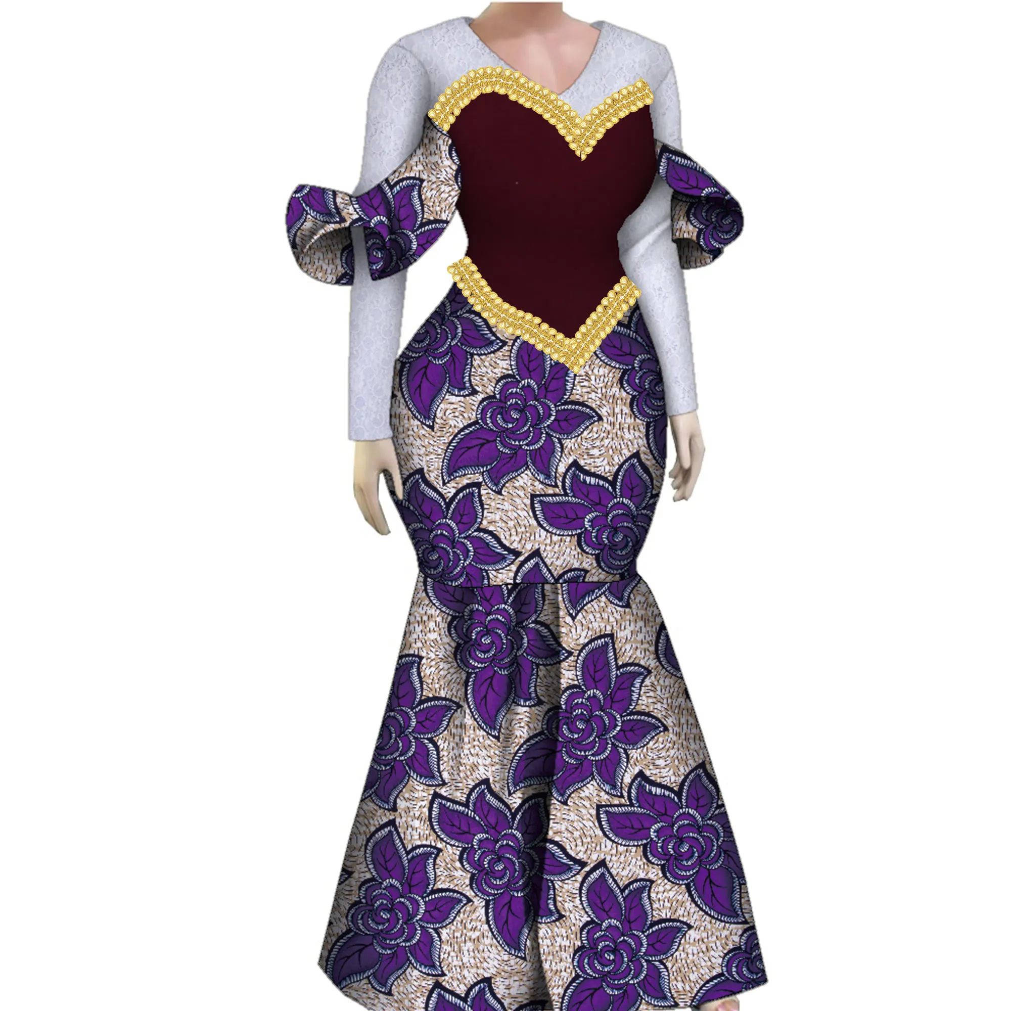 Women African Plus Size Evening Dresses Wedding Party Long Luxury Lace Gown Bodycon Mermaid Dress Ankara Dresses Clothing WY1490