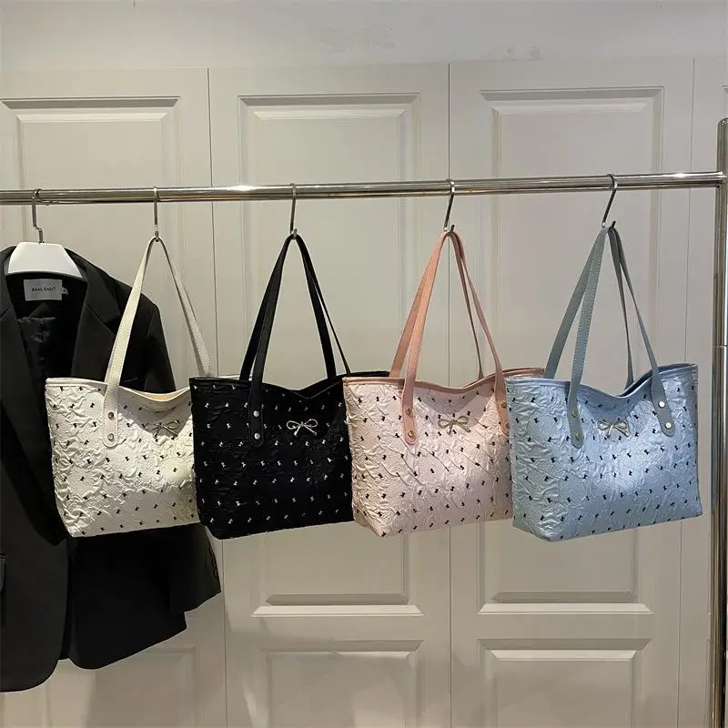 

Sweet Bow Print Shoulder Bag for Women - Large Capacity Tote & Underarm Bag, Trendy Travel Storage with Gift-Ready Packaging