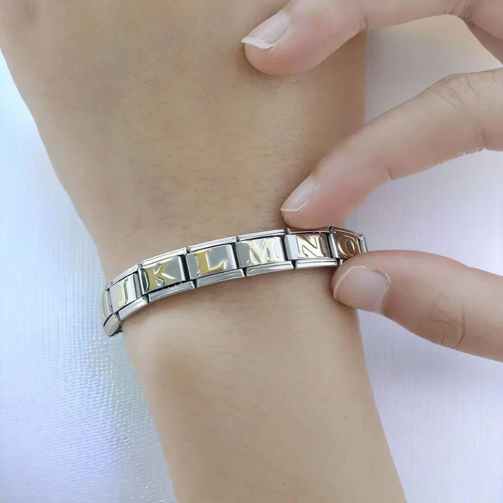 Fashion Charm 26 English Initial Letter Italian Charm Links Stainless Steel Fit 9mm Bracelet Jewelry DIY Making Wholesale Gifts - Image 4