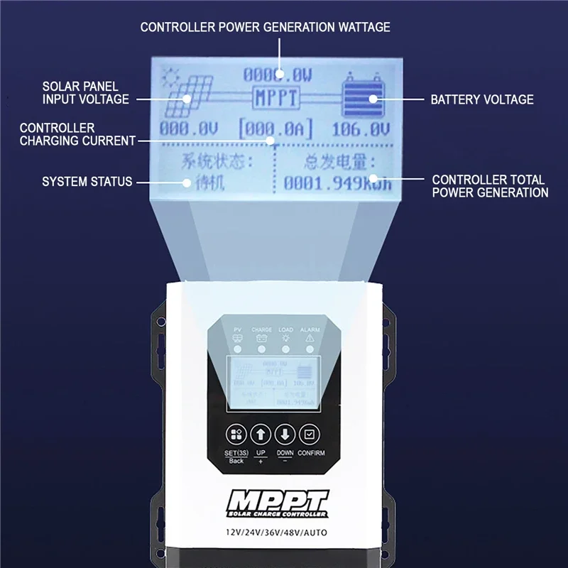 MPPT Solar Charge Controller Auto Match 12V 24V 36V 48V MAX 180VDC PV Regulator for Lifepo4 Lithium GEL Lead Acid Battery