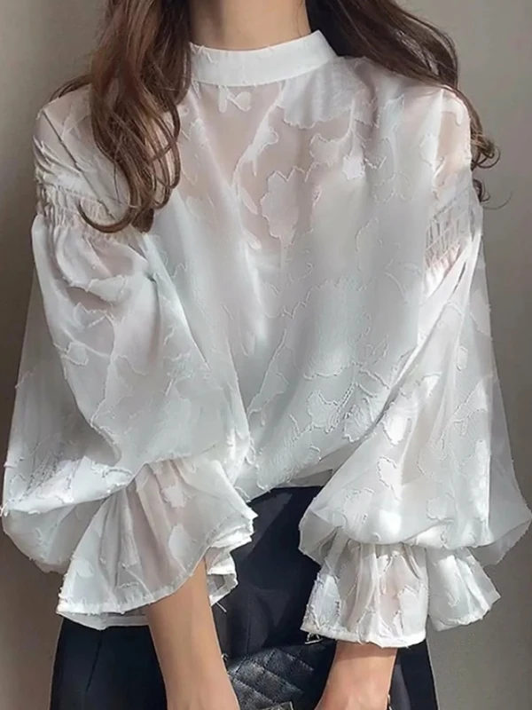 Dupla Face Desgaste Bolha Sve Lace irt Chiffon Ele Feminino Faion Coleção Outono Estampa Floral Longo Sve redondo Ne