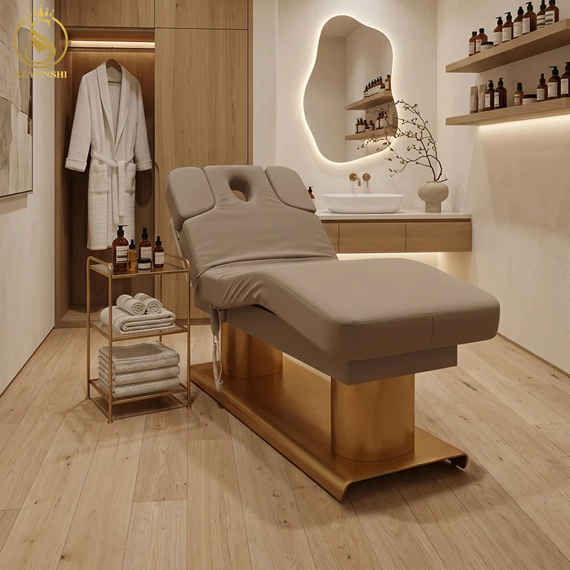 Luxury Salon Furniture Platinum Electric 4 Motor Stainless Steel Beauty Massage Bed Electric Heated 0 Gravity Mode Hotel Bedroom