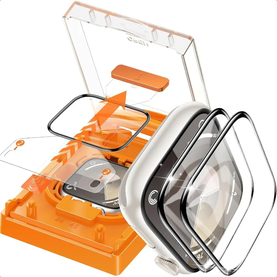 YMHML 3 عبوات لساعة Apple Watch Series 9 واقي شاشة 41 ملم [فقاعة صفر] ترقية تغطية كاملة ثلاثية الأبعاد HD طبقة شفافة مقاومة للماء