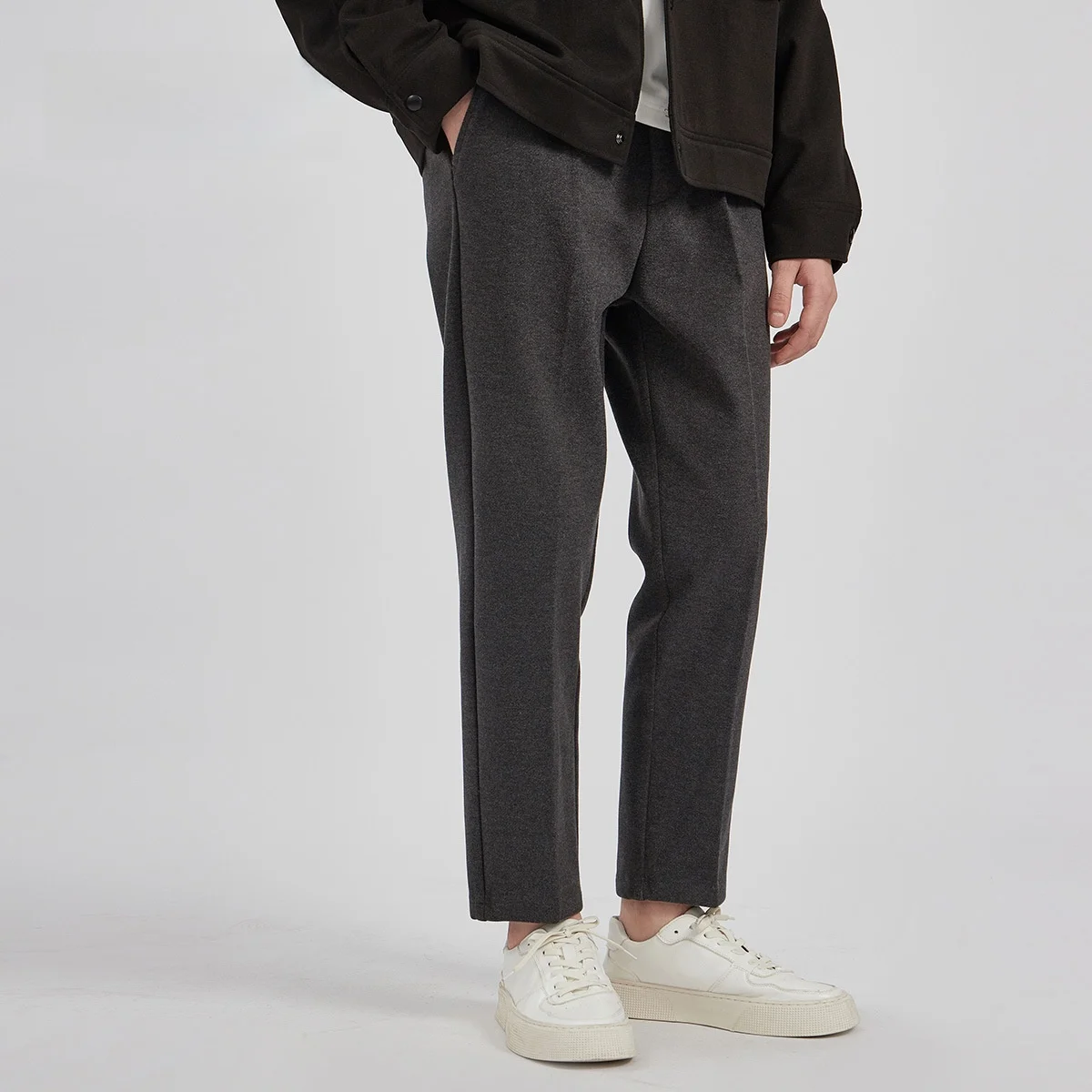 

Men's Woolen Casual Pants Straight Leg Anti-Wrinkle Dra Winter New Sle Korean Version Long Trousers Comfortable Fit