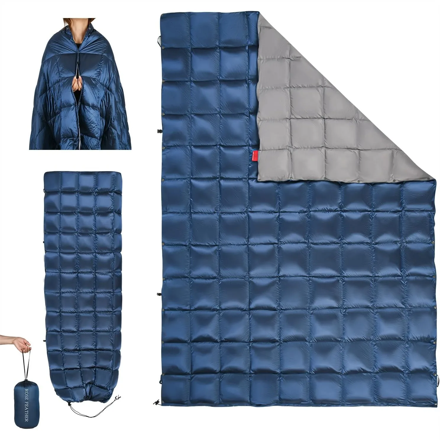 Down Camping Blanket Lightweight Packable Warm Puffy Outdoor Travel Quilt for Hiking Backpacking Stadium Festivals
