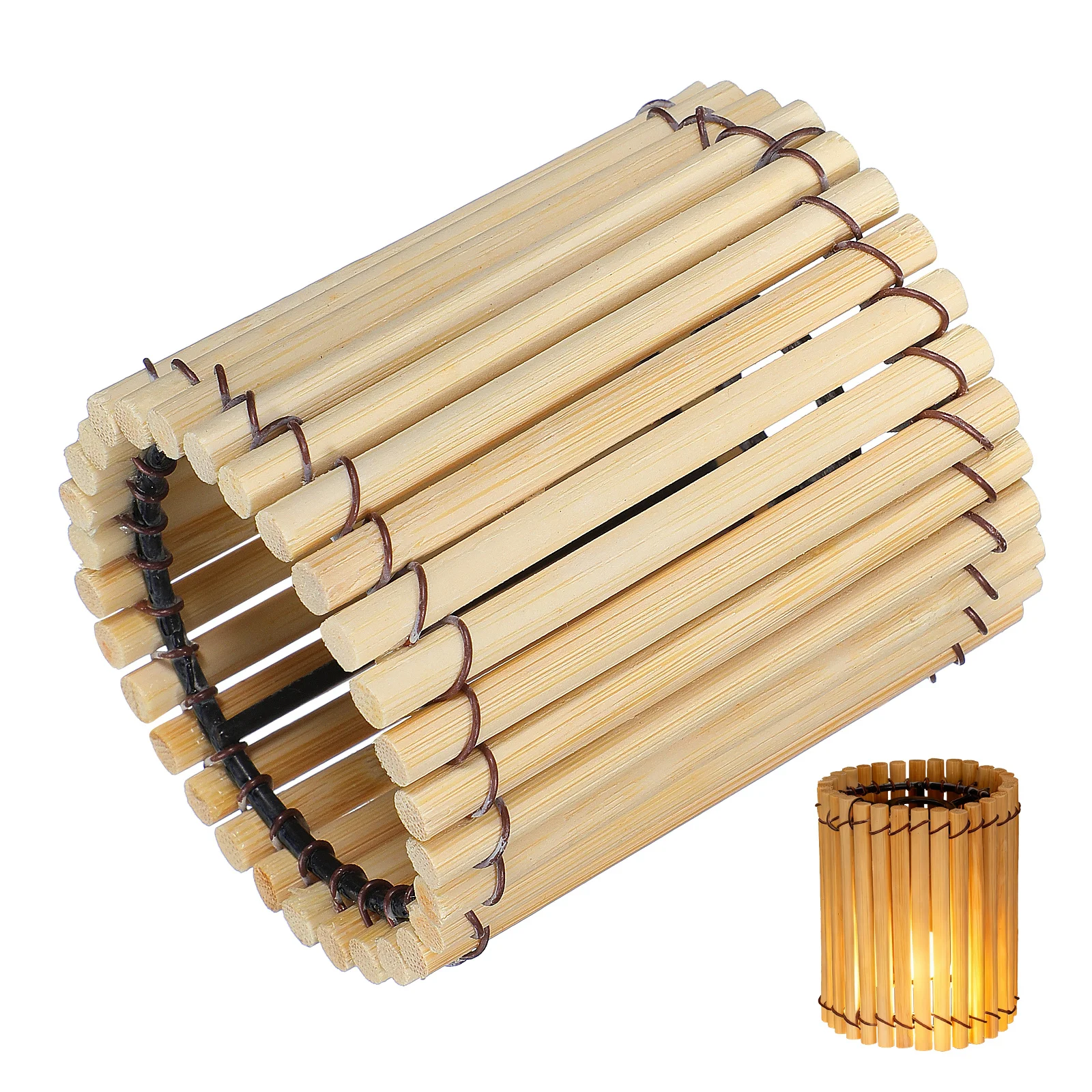 

Bamboo Lamp Cover Vintage Style Soft Light Decorative Hanging Ceiling Pendant Shade For Bedroom Indoor Lighting