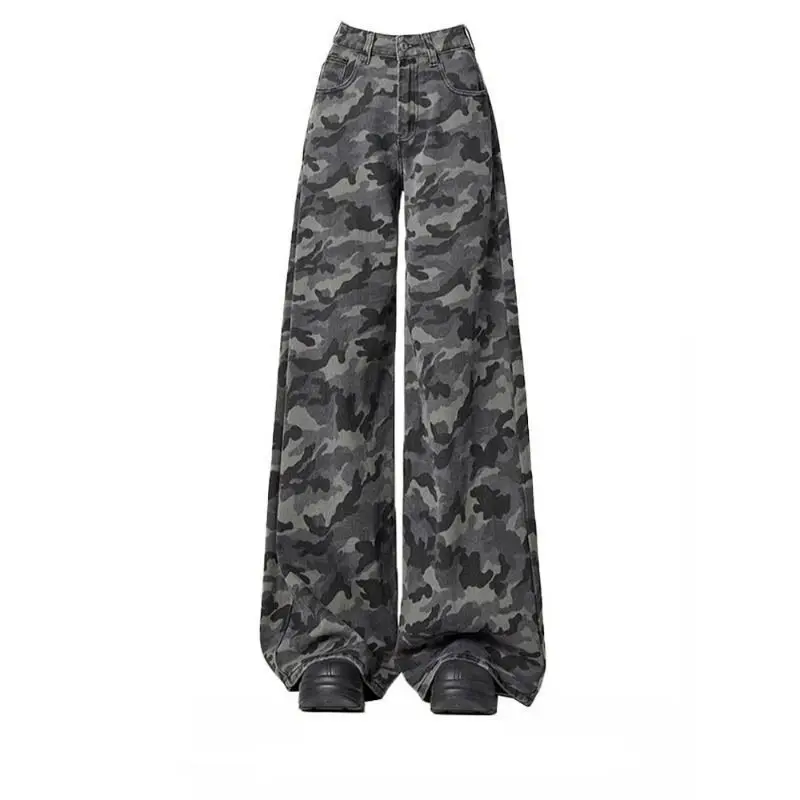 

Японская винтажная одежда, джинсовая женская рваная мешковатая Y2K, черная корейская модная уличная одежда в стиле Харадзюку с высокой талией и широкими штанинами