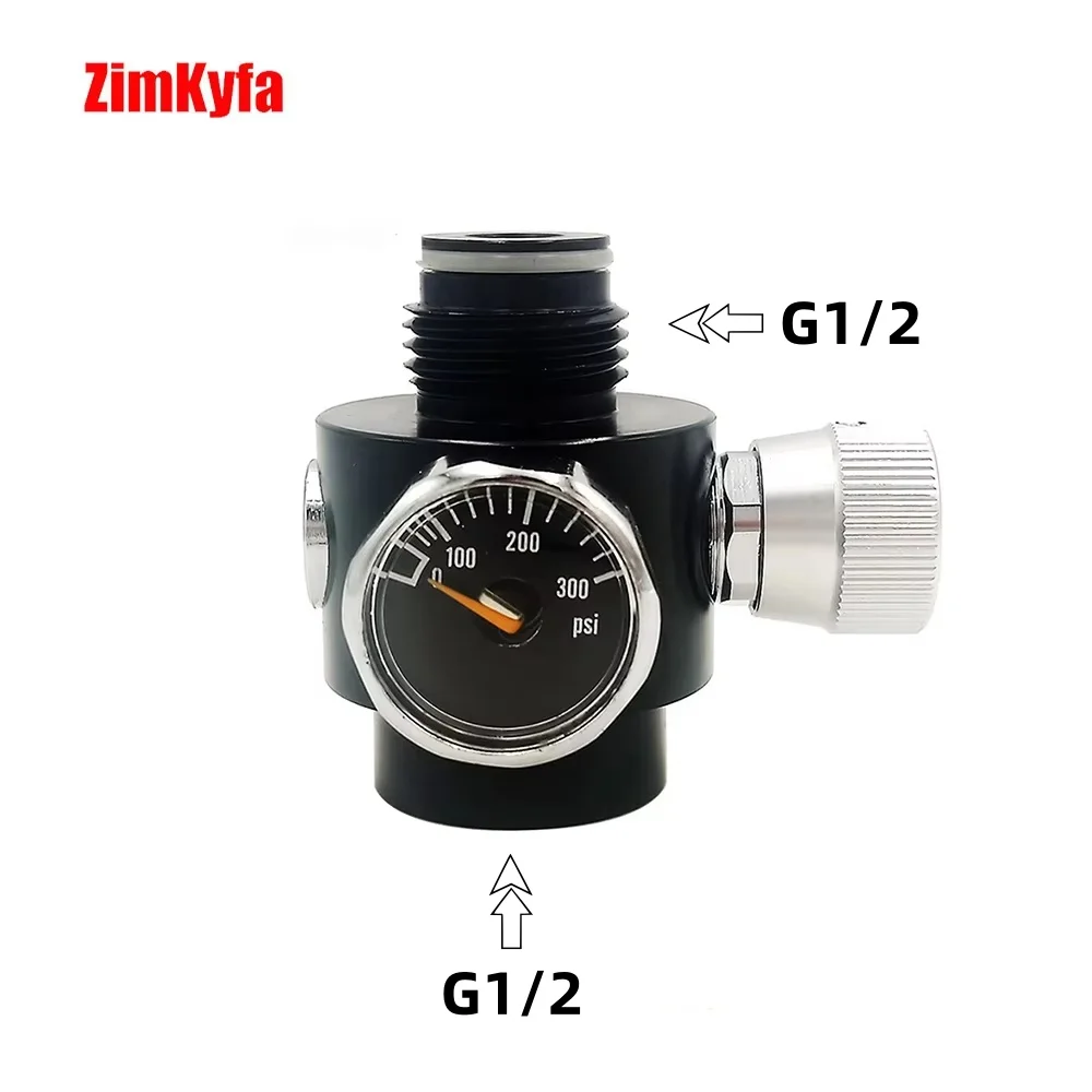 

Pneumatic Tool CO2 Air Regulator Pressure Control Adjustable 0-200PSI or 0-800PSI For .825"-14NGO G1/2-14 Threads Tank Cylinder