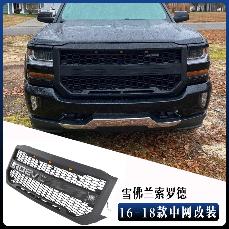 car Front Bumper Grille Trim for 2016-2018 Chevrolet Silverado grille With led light auto Racing grills