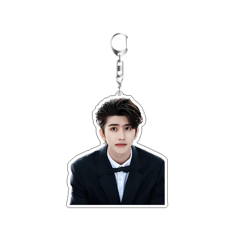 Fashion Male Singer Cai Xukun Portrait Acrylic Keychain Pendant Star Periphery Students Pendant DIY Keyrings Bag Hanging Gifts