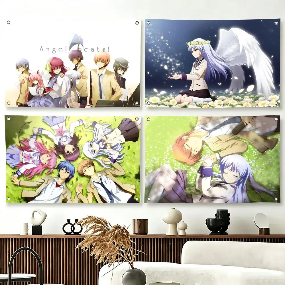 Japanese Anime Angel Beats Flags  For Living Room Home Dorm Decor Wall Outdoor Camping Party Banner Gifts